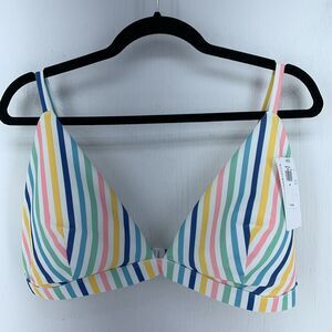 Old Navy Womens 2X Fixed Triangle Multi Stripe Bikini Top Swim Festival Colorful
